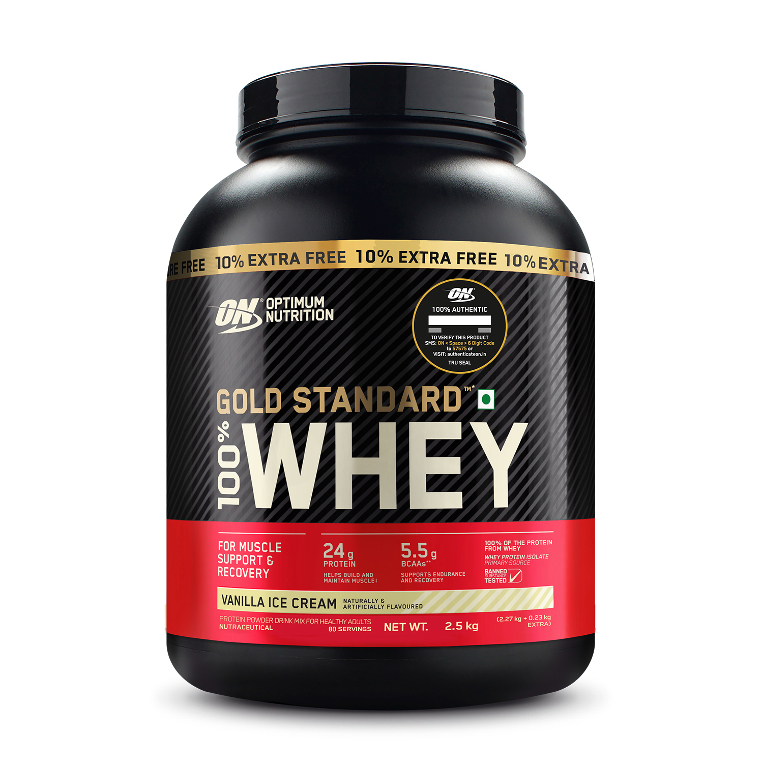 Optimum Nutrition (ON) Gold Standard 100 Whey Protein Powder (2.5 kg (5.5 lb))
