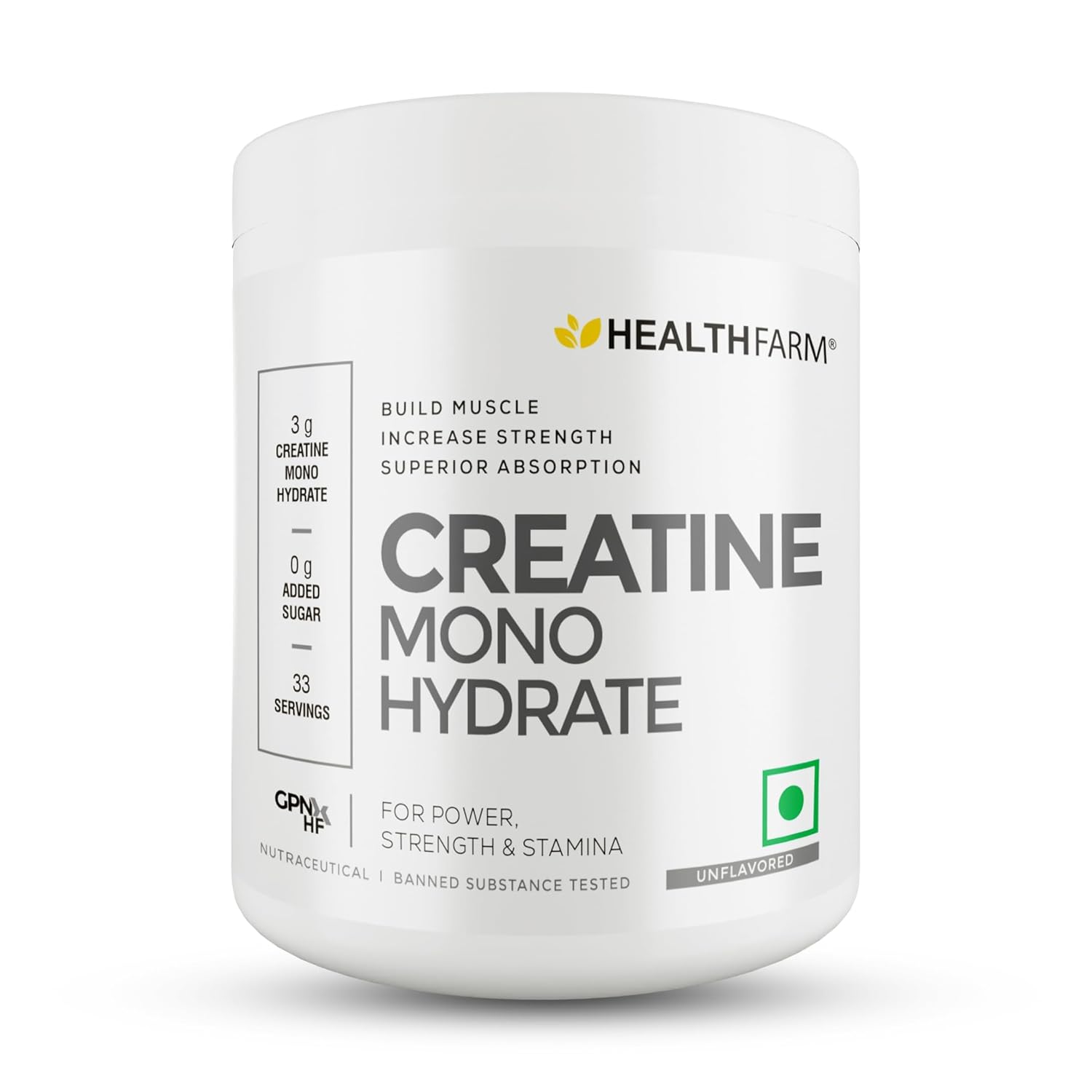 Healthfarm Creatine Monohydrate Powder (100 g (0.22 lb))
