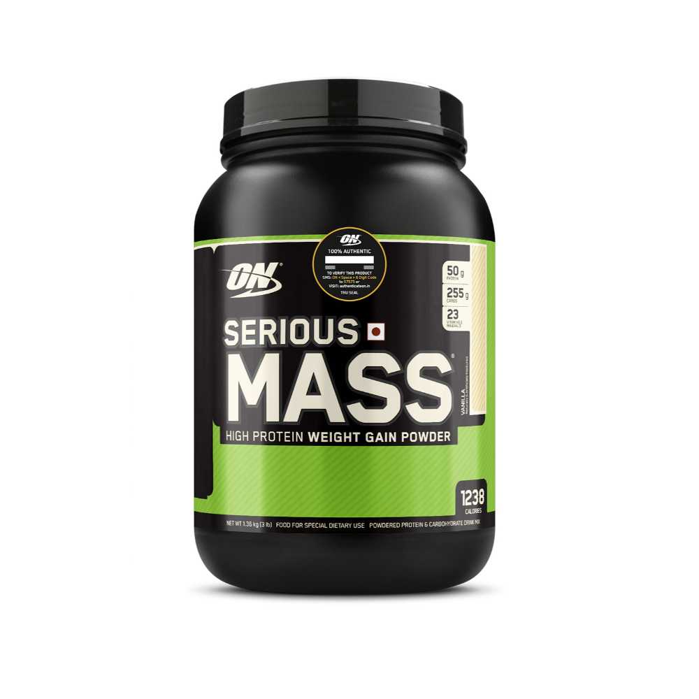 Optimum Nutrition (ON) Serious Mass Weight Gainer Powder (Vegetarian) (1.36 kg (3 lb))