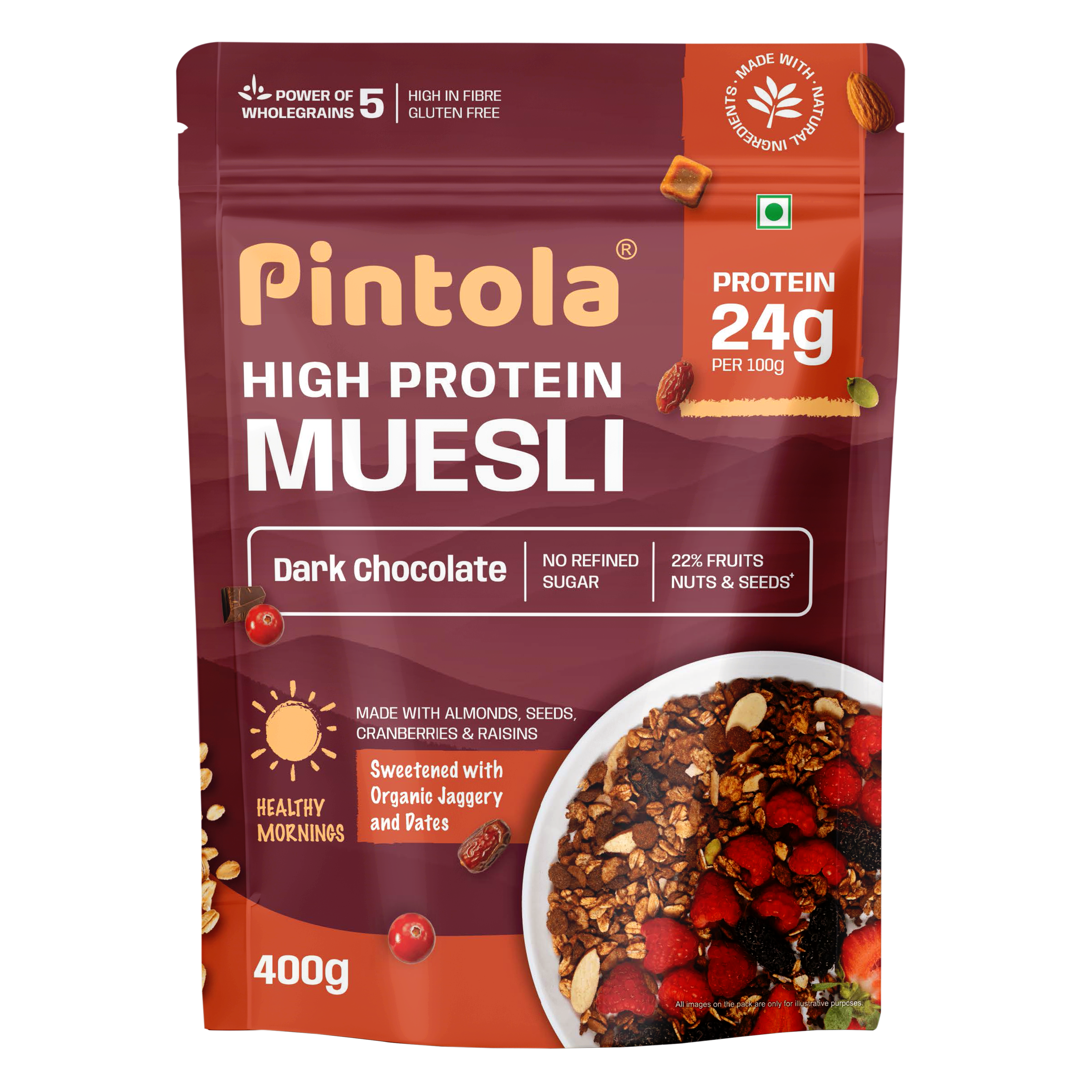 Pintola High Protein Muesli Dark Chocolate & Cranberry (400 g (0.88 lb))