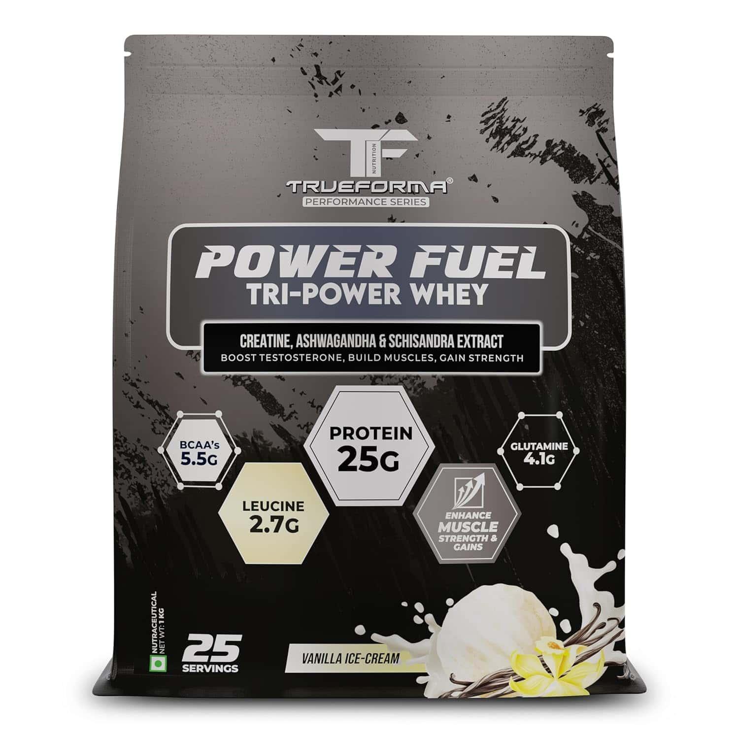 Trueforma® Power Fuel – Whey Protein with Creatine & Ashwagandha (1 Kg)